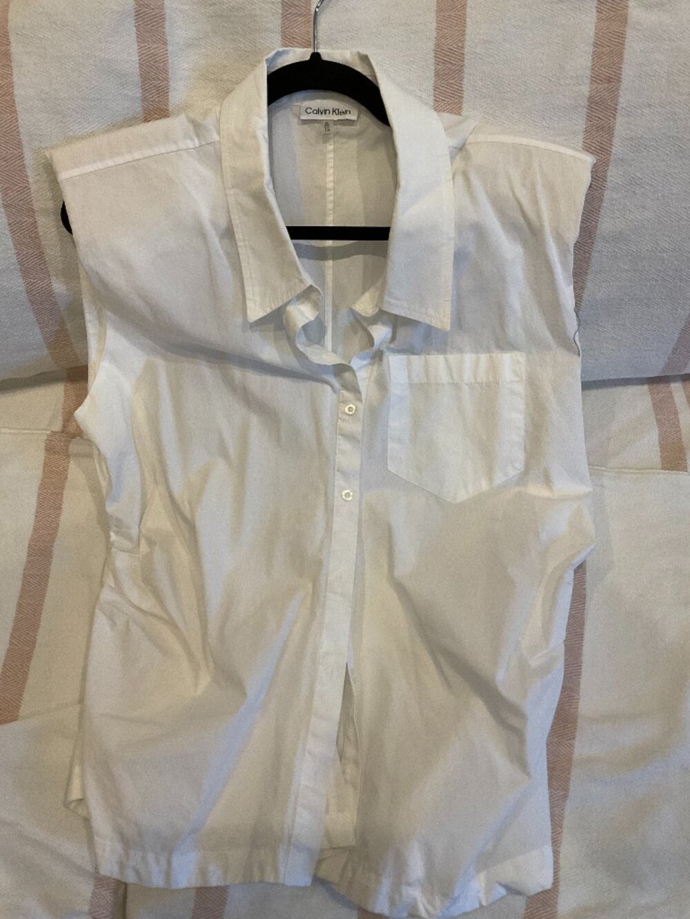 Calvin Klein White Sleeveless Button-Down Collared Shirt | XL - Picture 2 of 4